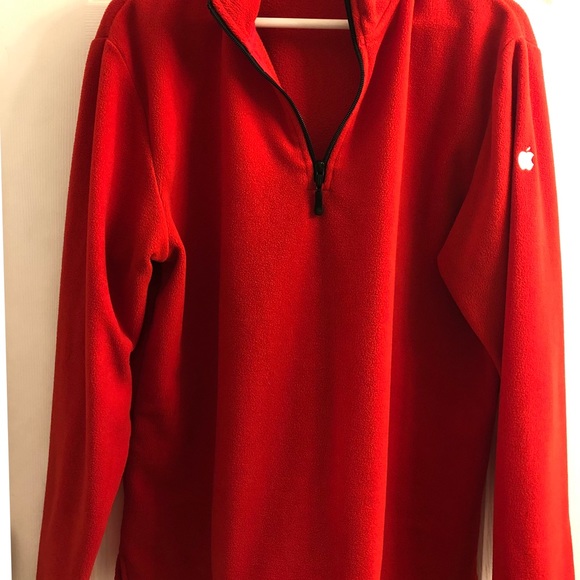 Apple Logo Red Fleece 1/4 zip Pullover-SZ M - Picture 2 of 8